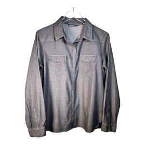 Zara Basic Denim Jean Black Shirt Women’s Size L